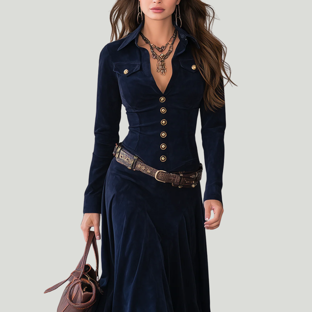 Milana | Lang kjole i semsket look med splitt