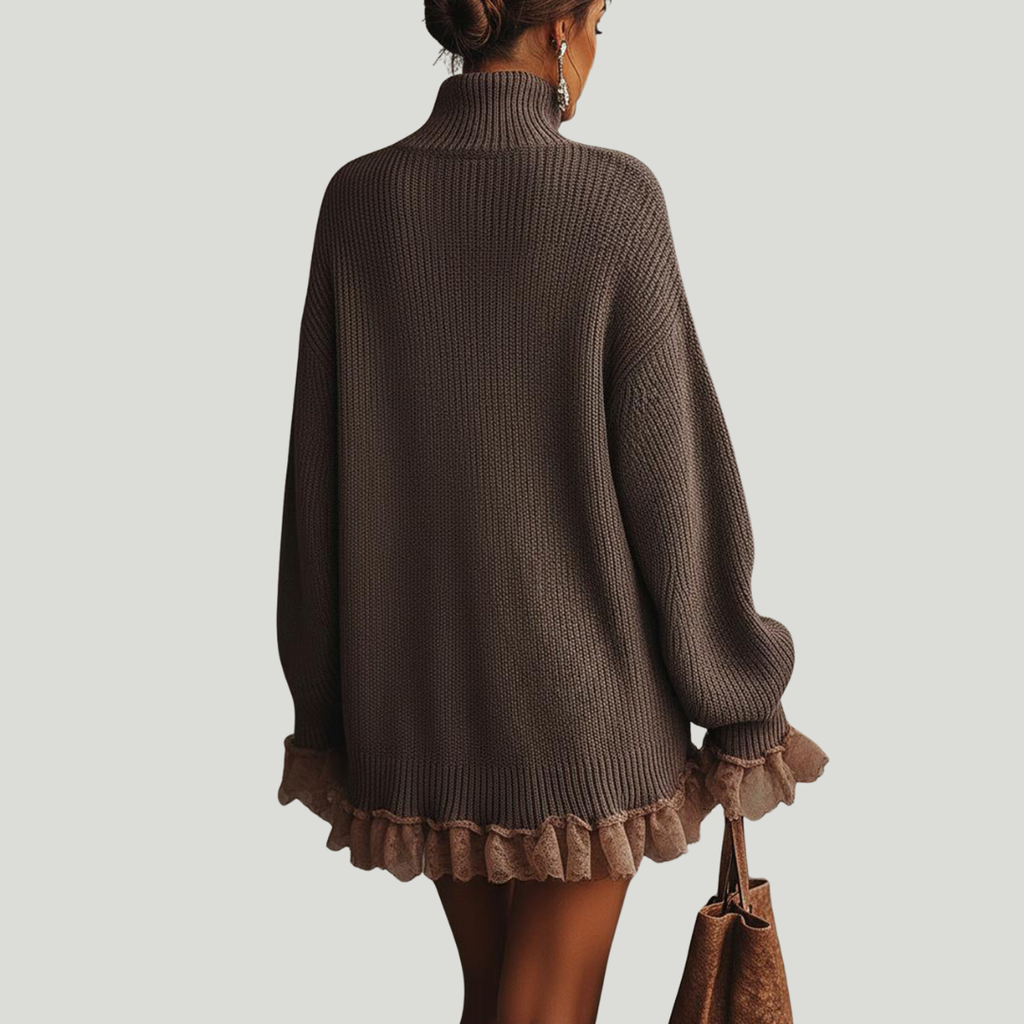 Maureen | Strikkekjole med volanger — Myk, varm og romantisk