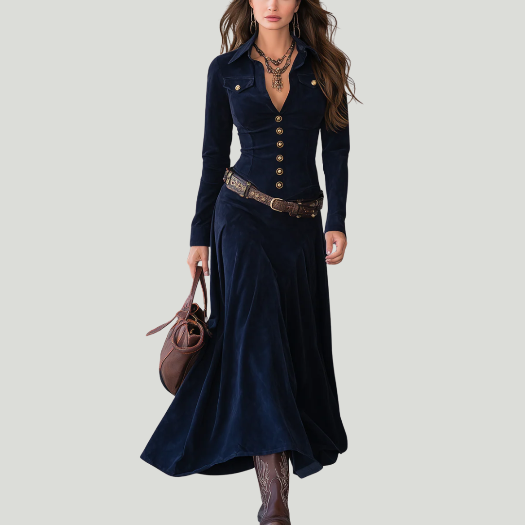 Milana | Lang kjole i semsket look med splitt