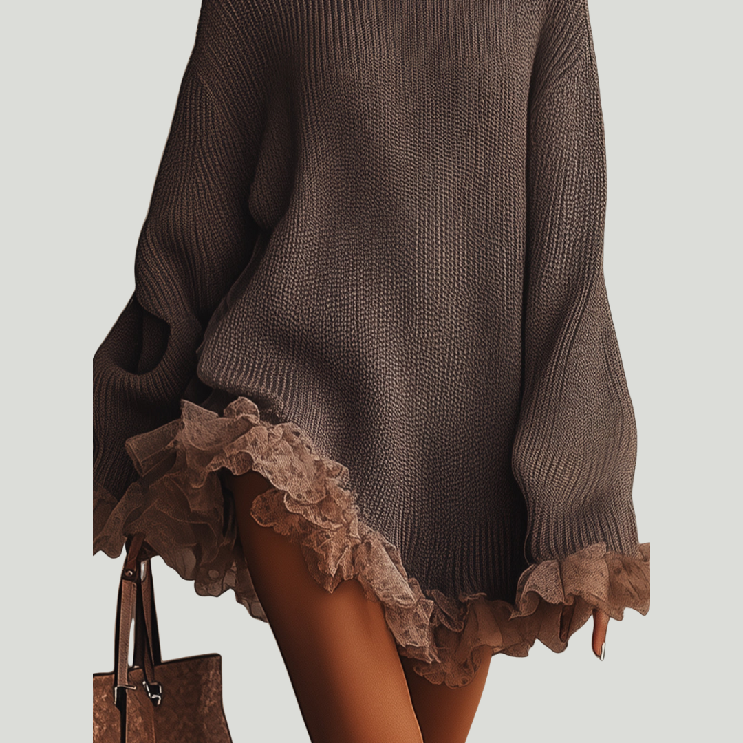 Maureen | Strikkekjole med volanger — Myk, varm og romantisk