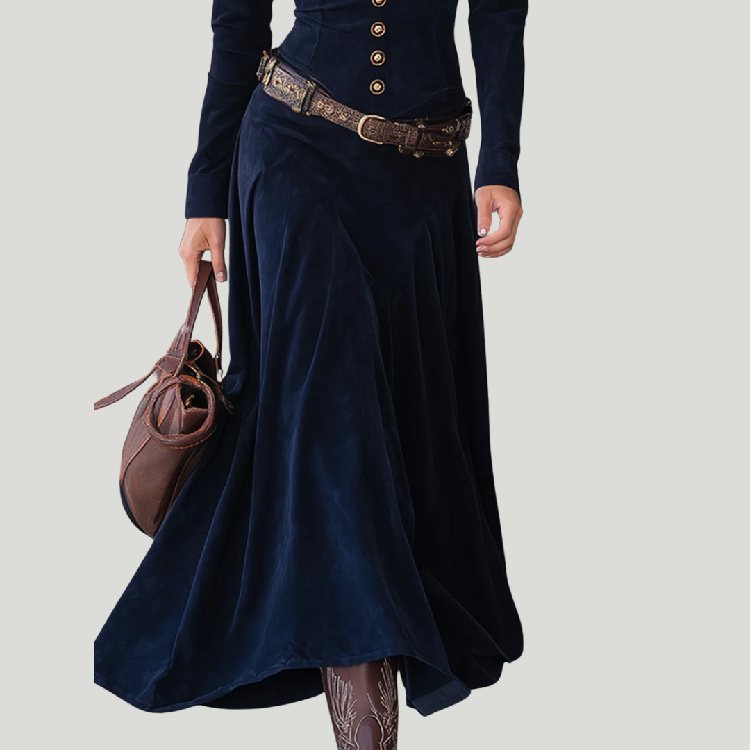 Milana | Lang kjole i semsket look med splitt