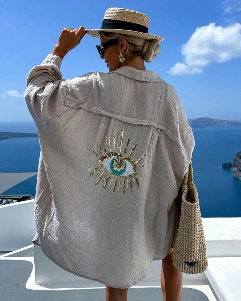 SORAYA – Avslappet skjorte med paljetter og perler