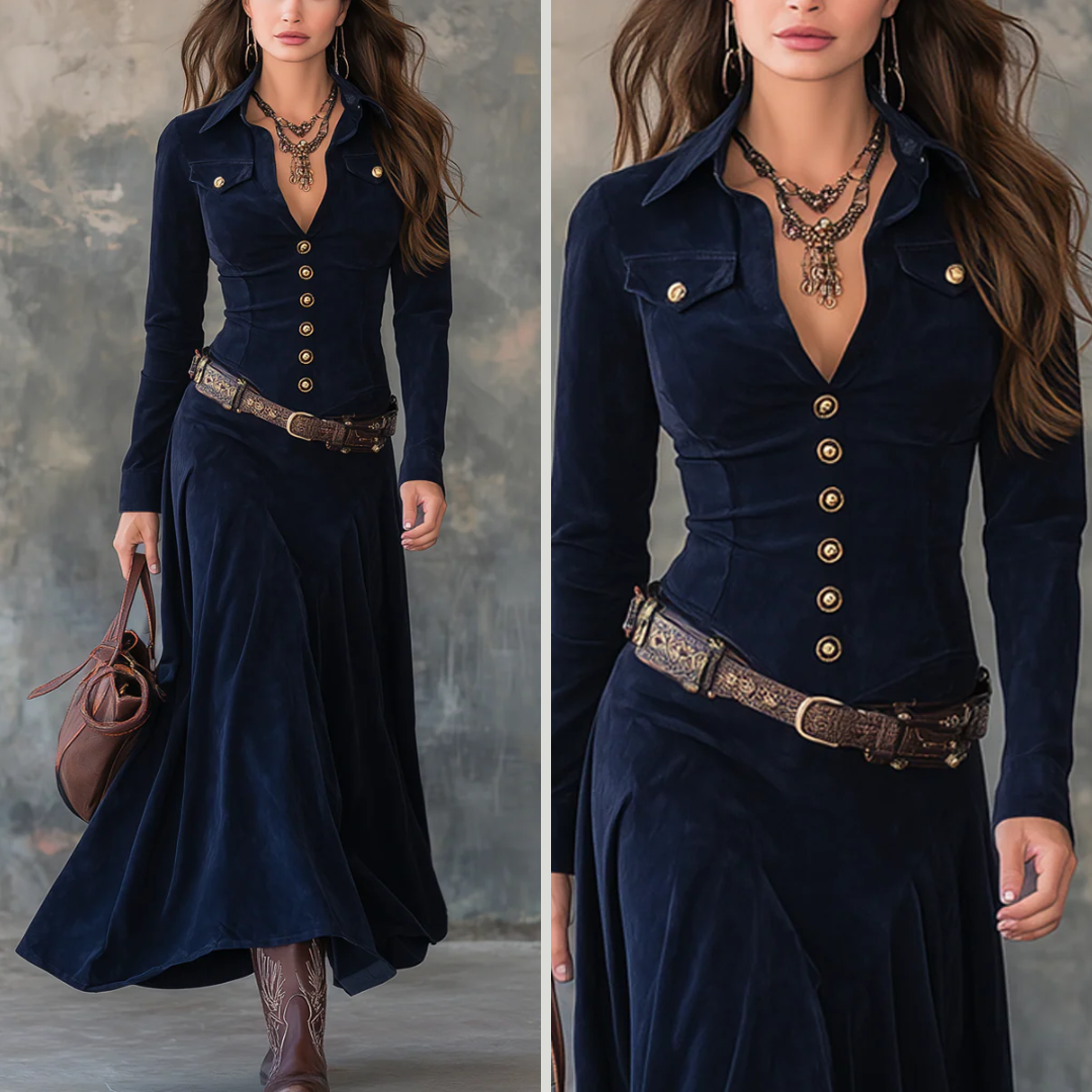 Milana | Lang kjole i semsket look med splitt