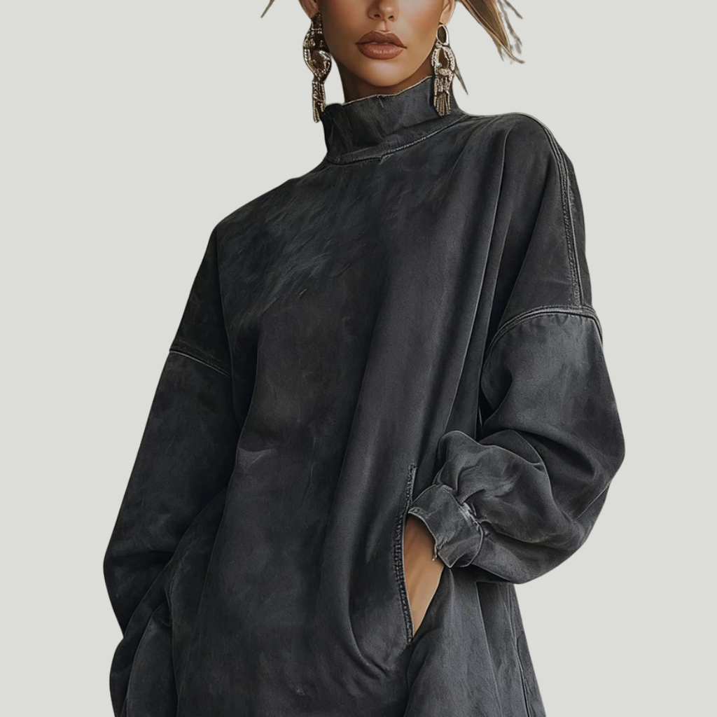 Carol | Oversized kjole med semsket look og frynser