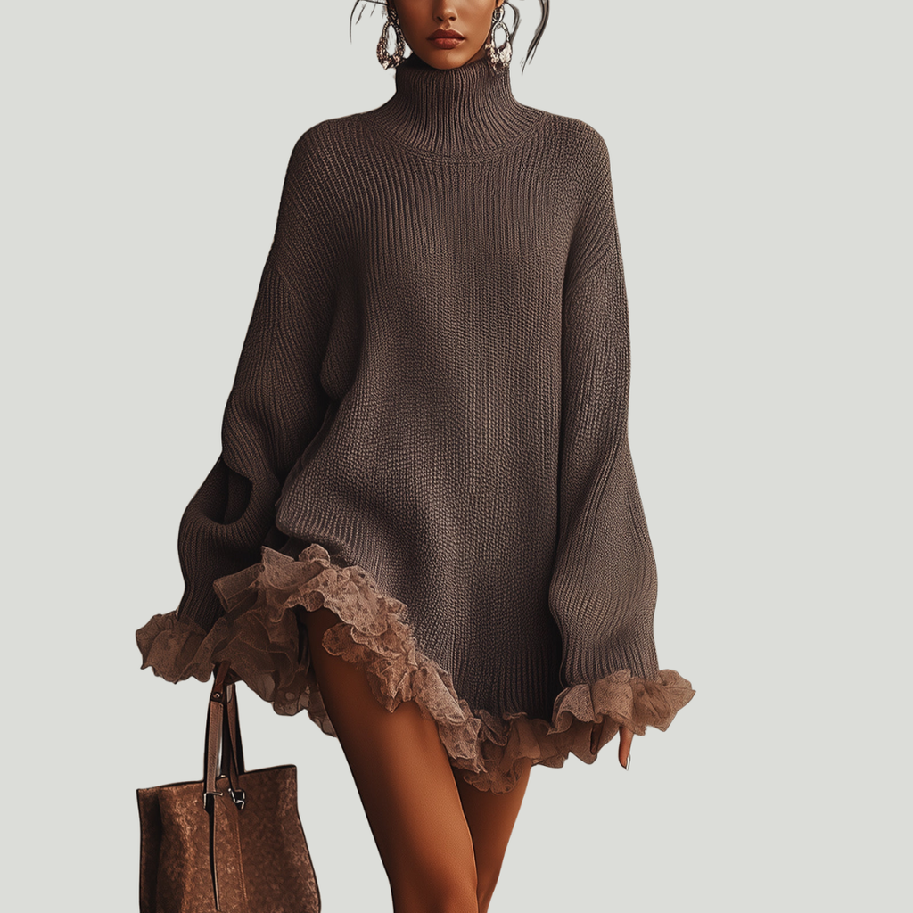 Maureen | Strikkekjole med volanger — Myk, varm og romantisk