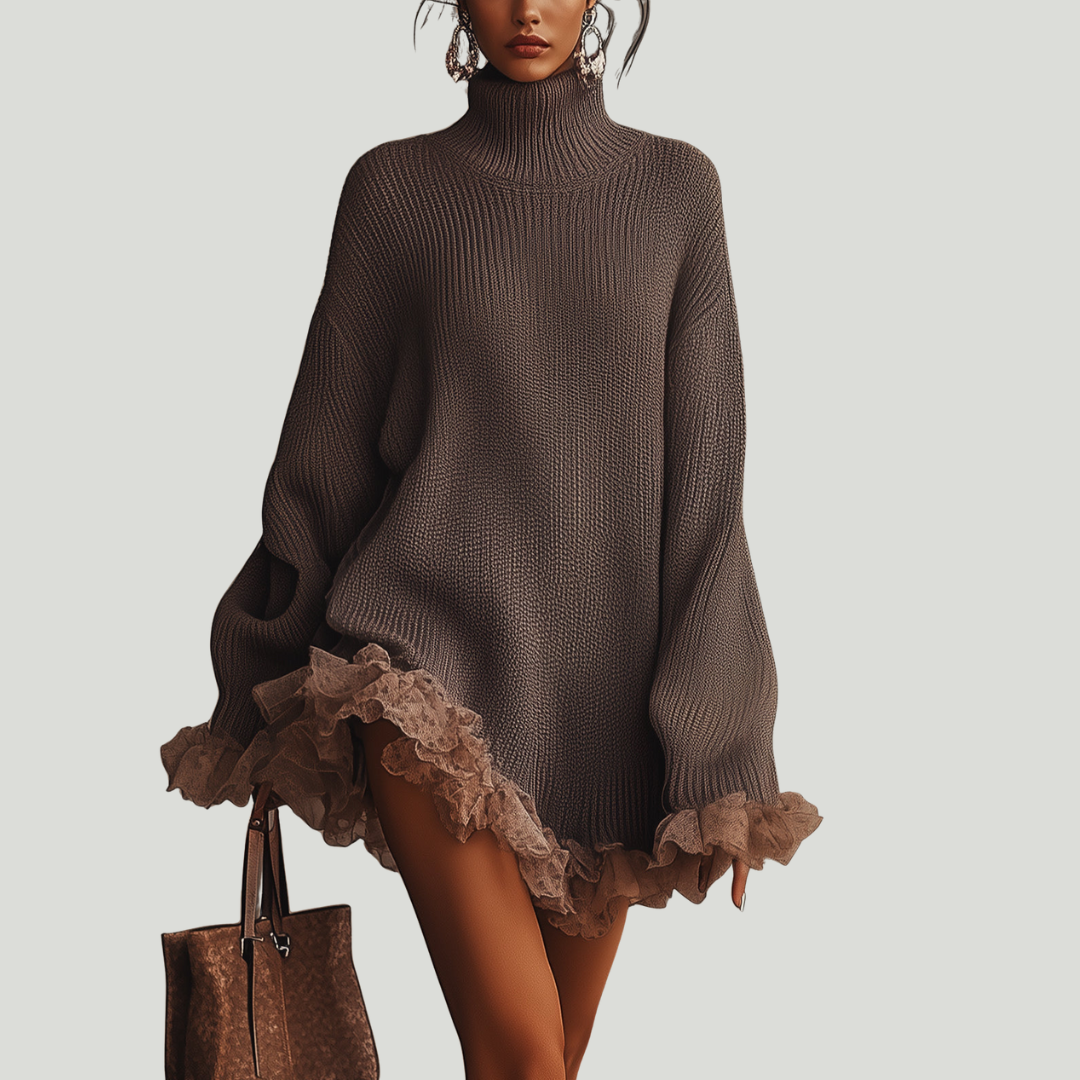 Maureen | Strikkekjole med volanger — Myk, varm og romantisk