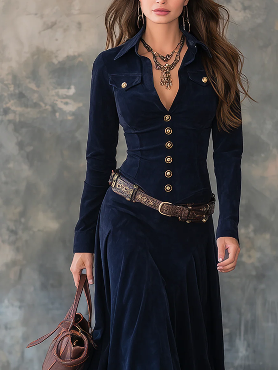 Milana | Lang kjole i semsket look med splitt